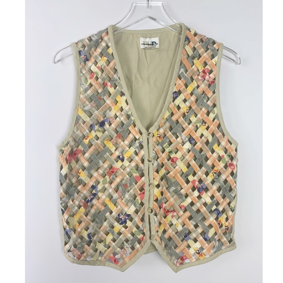 PAUL HARRIS DESIGN Basketweave Button Front Vest M - Picture 1 of 6